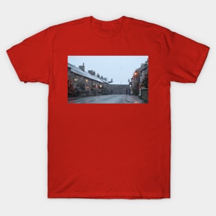 christmas in castleton derbyshire peak district in the snow T-Shirt